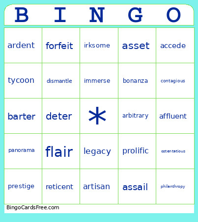 WW 8.13 Bingo Card