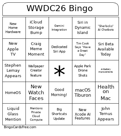 WWDC26 Bingo Card