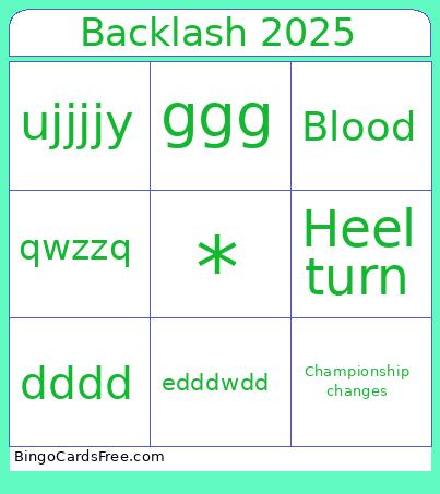WWE Backlash 2025 Bingo