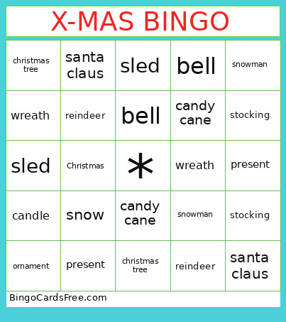 X-MAS Bingo Card