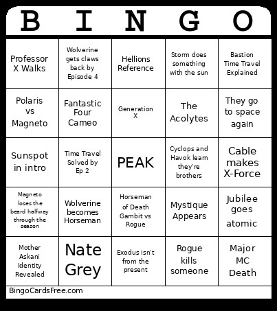 X-Men 97 Season 2 Bingo Card