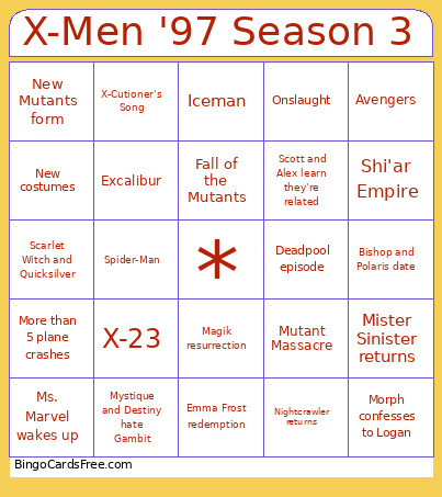 X-Men '97 Season 3 Bingo Card