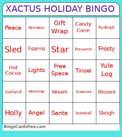 XACTUS HOLIDAY Bingo Card