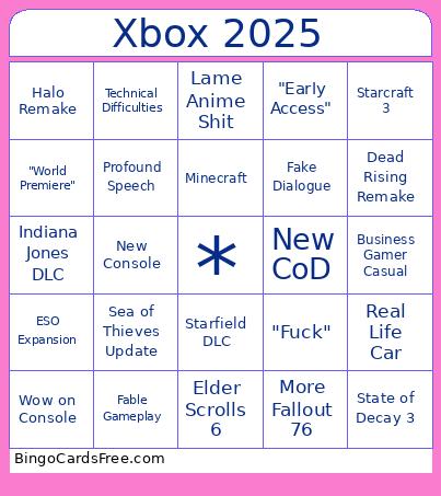 Xbox 2025 Bingo