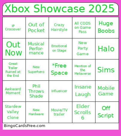 Xbox Showcase 2025 Bingo