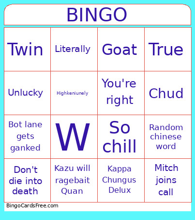 Xdaaaa Bingo Card