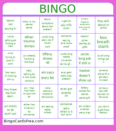 Xmas Bingo Card
