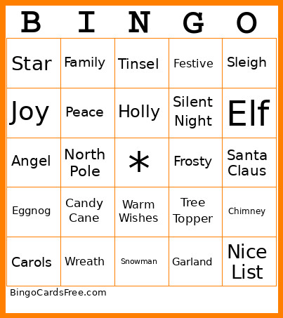 Xmas Bingo Card