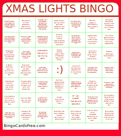 Xmas Decorations Bingo Card