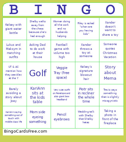 Xmas Gathering Bingo Card