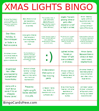 XMAS LIGHTS Bingo Card