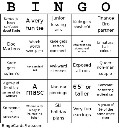 XMas Party Bingo Card