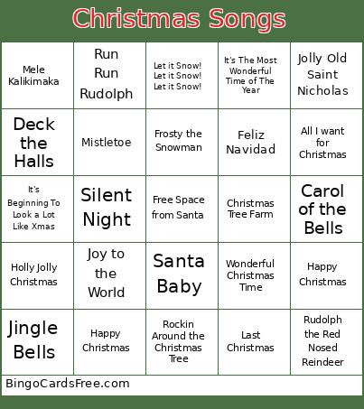 Xmas songs bingo #2