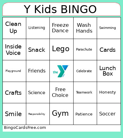 Y Kids Bingo Card