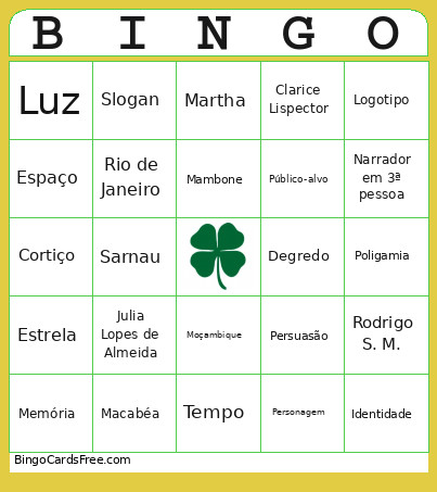Y10 - Revisão Bingo Card