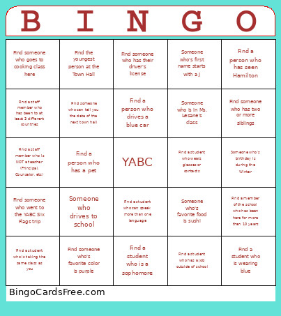 YABC TOWNHALL Bingo Card