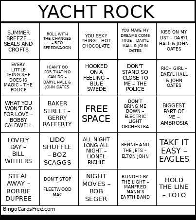 YACHT ROCK Bingo Card