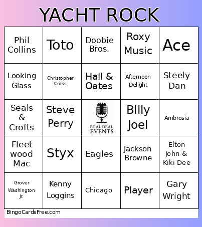 YACHT ROCK - EASY LISTENING Bingo Card