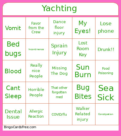 Yachting!! Bingo Card