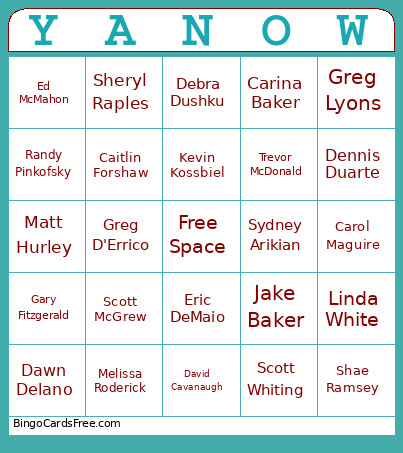 Yanow Bingo Card