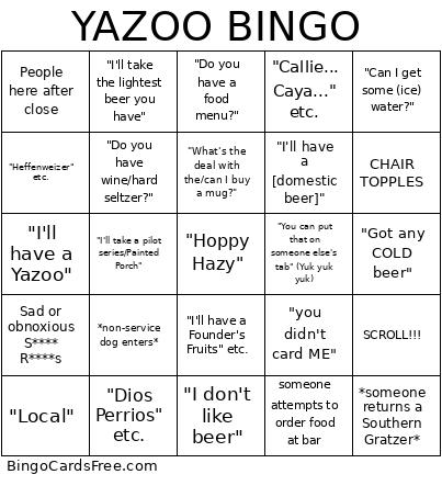 YAZOO BINGO
