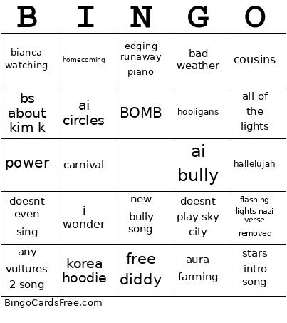 Ye live korea 2025 Bingo