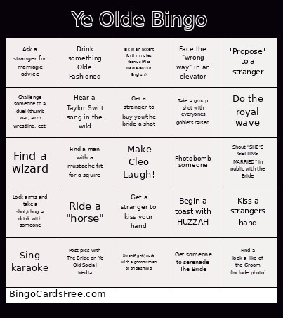 Ye Olde Bingo Card