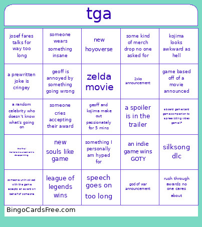 Yeahhhy Bingo Card