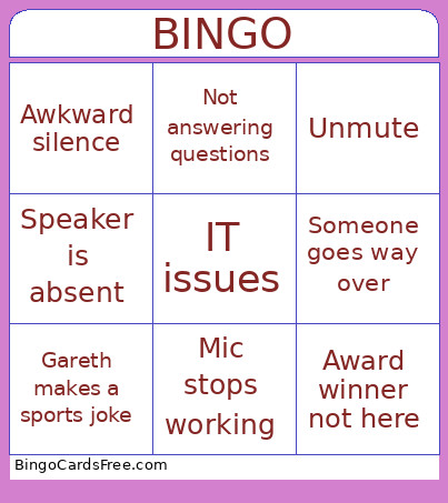 Year End Event Bingo Card