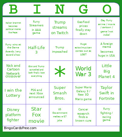 Year Of 2026 Bingo Card