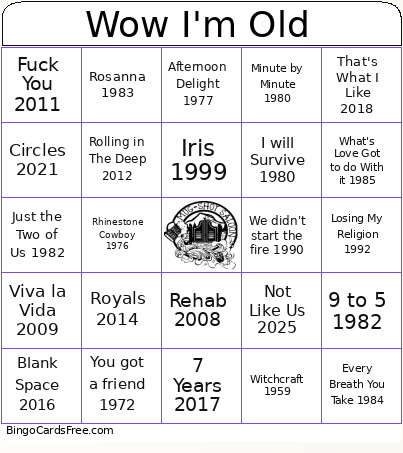 Year Of Song Bingo Card