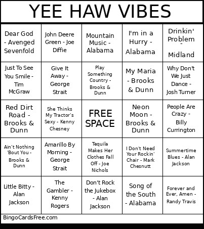 YEE HAW VIBES Bingo Card