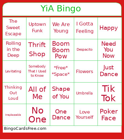 YiA Bingo Card