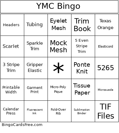 YMC Bingo Card