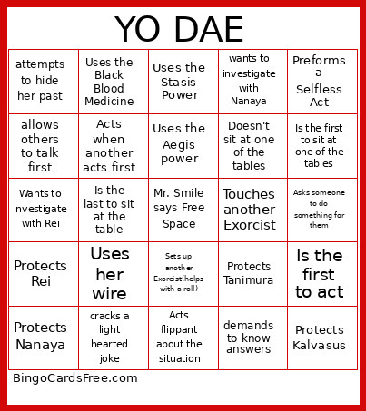 Yo Dae Bingo Card