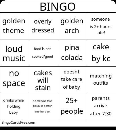 yolany party Bingo Cards Free Pdf Printable Game, Title: BINGO