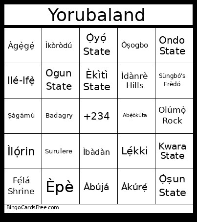 Yoru #2 Bingo Card