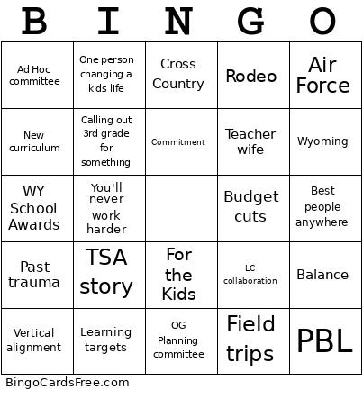 You Know Bingo Card