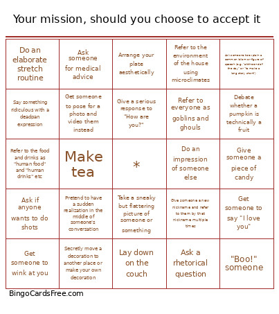 Your Mission, Should You Choose To Accept It Bingo Card
