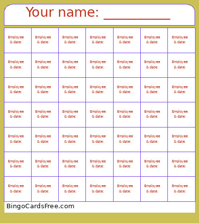 Your Name: __________ Bingo Card