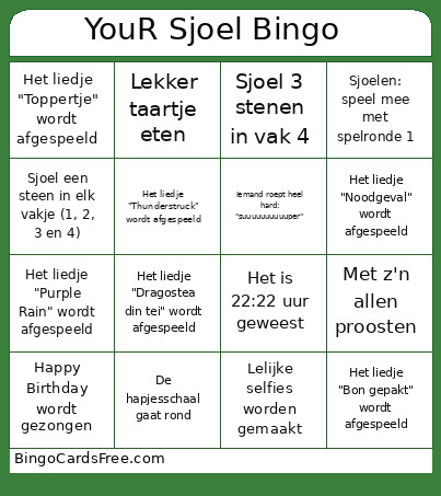 YouR Sjoel Bingo Card