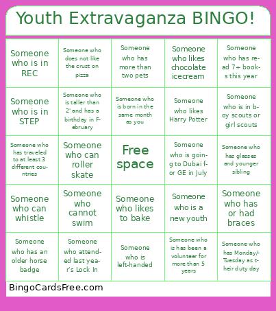 Youth Extravaganza BINGO!