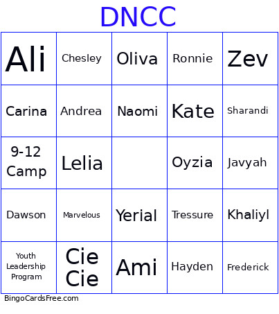 Youth Leadership Bingo Card