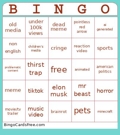 youtube Bingo Cards Free Pdf Printable Game, Title: BINGO