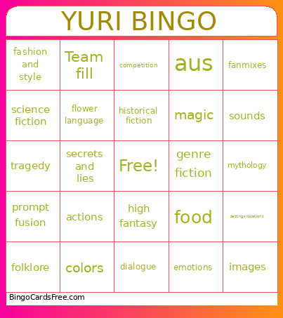 YSO Throwback Bingo Card