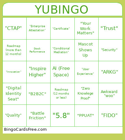 YU Bingo Card
