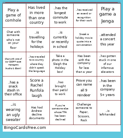 Yule Lingo Bingo Card