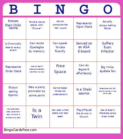 YYC Mingle Bingo Card