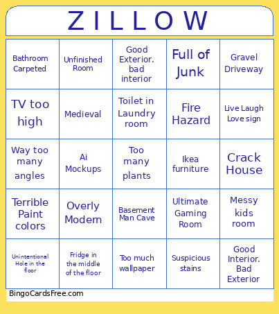 Z I L L O W Bingo Card