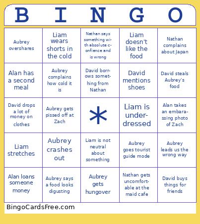 Zach's 2025 Japan Bingo Cards Free Pdf Printable Game, Title: BINGO